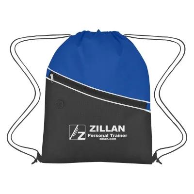 Non-Woven Two-Tone Sports Pack with Earbud Slot - 13.5 x 17.75 in