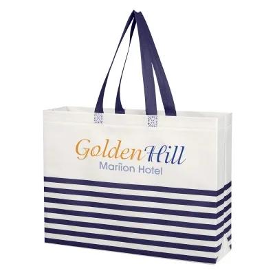 Custom Tote Bag Non-Woven Horizontal Stripe - 15 x 13 in - product view 4