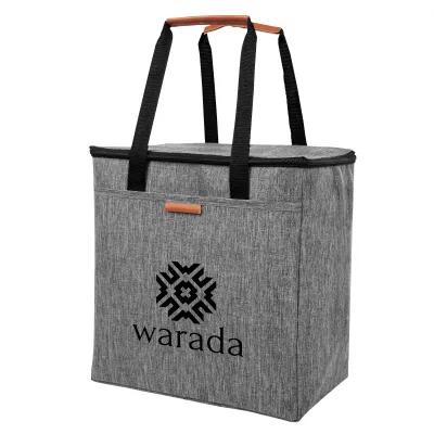 Heathered Cooler Tote with Leatherette Trim - 12.5 x 12.75 x 7 in