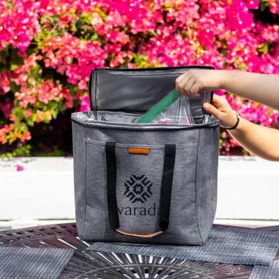 Heathered Cooler Tote with Leatherette Trim - 12.5 x 12.75 x 7 in - product view 5