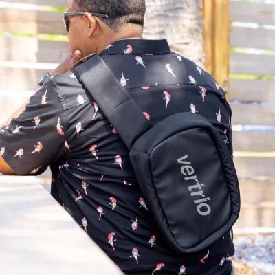 Faux Leather Sling Bag with Multiple Pockets - 8 x 11 x 3 in - product view 4