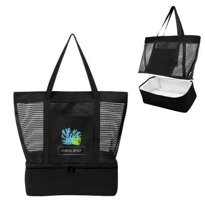 Recycled Polyester Tote Bag with Cooler Compartment - product view 2