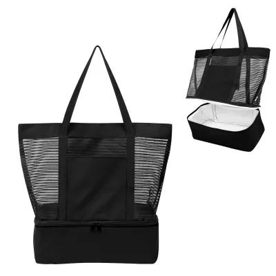 Recycled Polyester Tote Bag with Cooler Compartment - product view 3