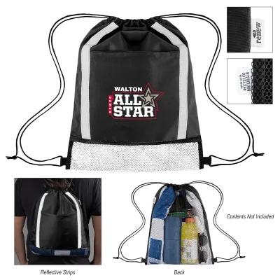 Drawstring Bag Reflective rPET Game Time - 13 x 16 in - product view 3