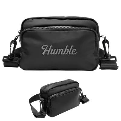 Crossbody Bag Recycled Polyester Knit Backing - 5 x 7½ x 2½ in - promotional product with custom logo