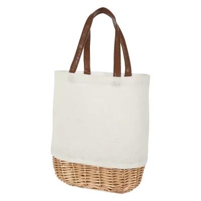 Tote Bag Cotton Canvas Wicker Basket Style - 10 x 9 x 4 in - product view 1