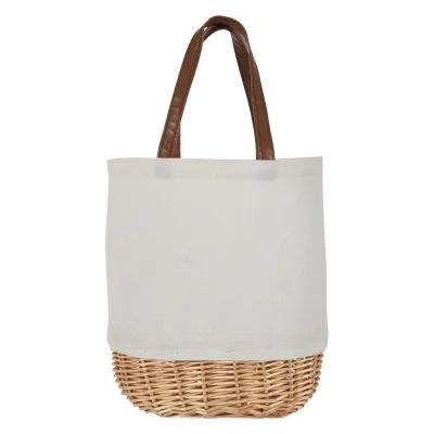Tote Bag Cotton Canvas Wicker Basket Style - 10 x 9 x 4 in - product view 2