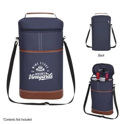Insulated Wine Cooler Bag Double Bottle 600D - 8 x 14 x 4 in