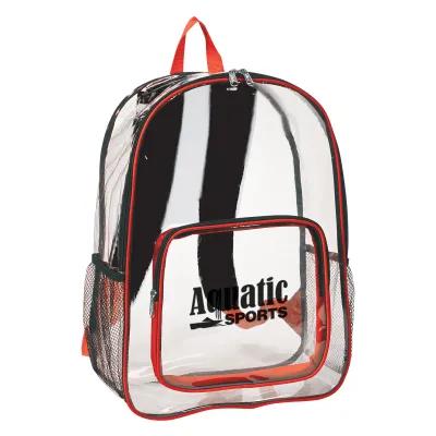 Clear Backpack PVC Polyester Stadium Security - 13 x 18 x 6 in