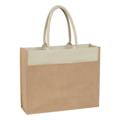Jute Tote Bag Natural Fiber Front Pocket - 17 x 14 x 5 in - product view 3
