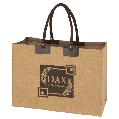 Custom Tote Bag Jute with Cotton Rope Handles - 20 x 14 x 9 in