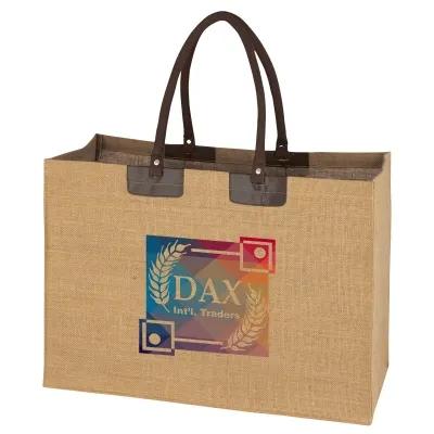 Custom Tote Bag Jute with Cotton Rope Handles - 20 x 14 x 9 in - product view 2