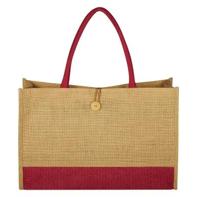 Custom Tote Bag Jute with Button Loop Closure - 18 x 12 x 4 in - product view 3