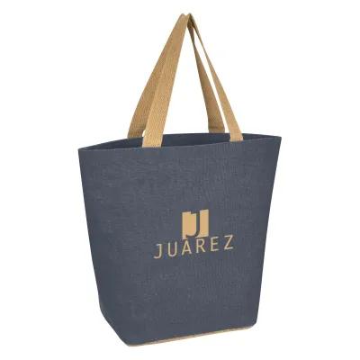 Custom Tote Bag Jute with Cotton Webbing Handles - 16 x 14 in