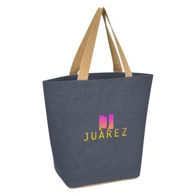 Custom Tote Bag Jute with Cotton Webbing Handles - 16 x 14 in - product view 4