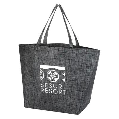 Custom Tote Bag Non-Woven Crosshatch Shopper - 20 x 13 x 8 in