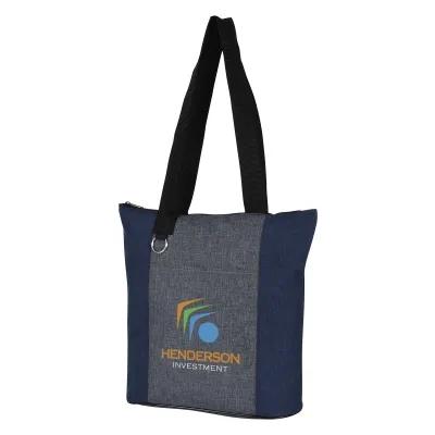 Custom Tote Bag Heathered Polyester with Zipper - 14 x 13 in - product view 3