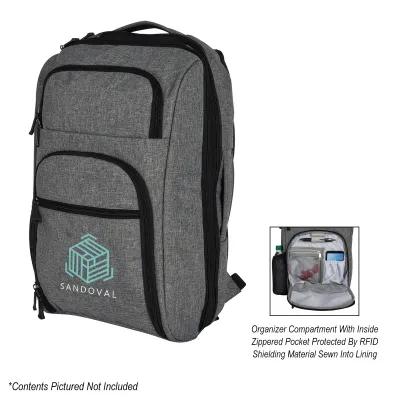 Backpack RFID Laptop Heathered Polyester Convertible - 11 x 18 x 5 in - product view 2