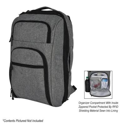 Backpack RFID Laptop Heathered Polyester Convertible - 11 x 18 x 5 in - product view 3