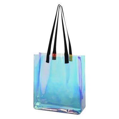 Custom Tote Bag Iridescent PVC Hologram Material - 12 x 14 x 3 in - product view 2
