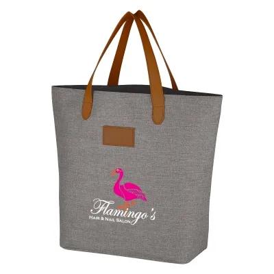 Tote Bag Heathered Polycanvas with Leatherette - 17 x 13 in - product view 3