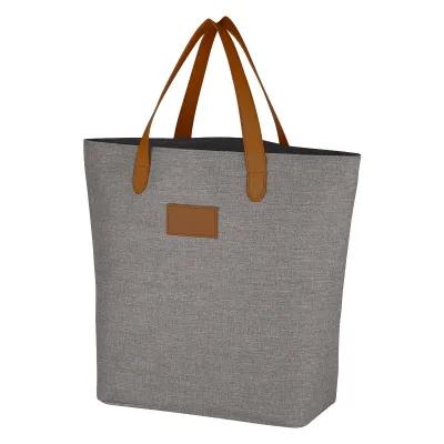Tote Bag Heathered Polycanvas with Leatherette - 17 x 13 in - product view 4