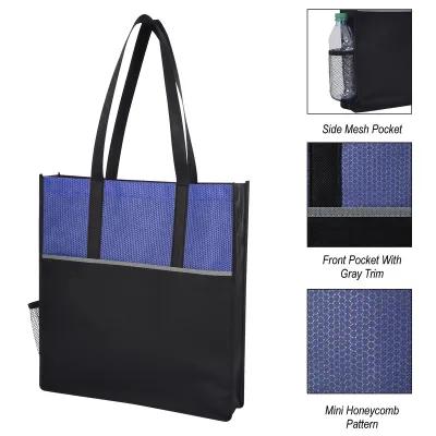 Tote Bag Non-Woven with Mesh Pocket Polypropylene - 15 x 16 in - product view 2