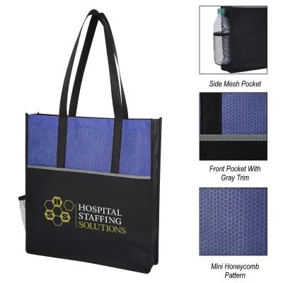 Tote Bag Non-Woven with Mesh Pocket Polypropylene - 15 x 16 in - product view 3
