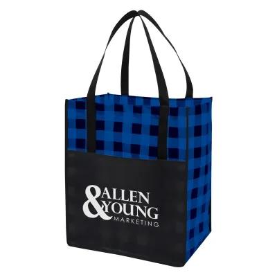 Laminated Non-Woven Tote Bag with Front Pocket - 13 x 15 x 10 in