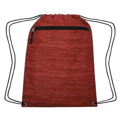 Drawstring Bag with Front Zippered Pocket - 12.88 x 16.38 in - product view 2
