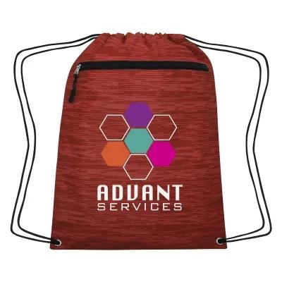 Drawstring Bag with Front Zippered Pocket - 12.88 x 16.38 in - product view 3