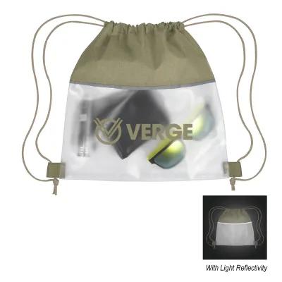 Reflective Heathered Frost Drawstring Bag - 11.75 x 11.75 in