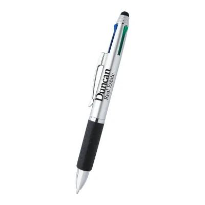Pen Multi-Color 4-in-1 with Stylus and Rubber Grip - 5.5 in