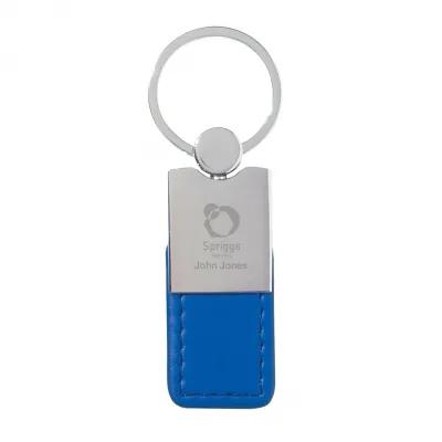Metal and Simulated Leather Key Tag - 1 x 3.5 in - product view 2