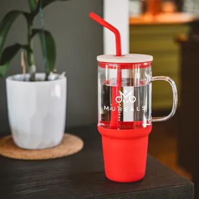 Glass Tumbler Borosilicate with Silicone Sleeve - 32 oz - product view 3