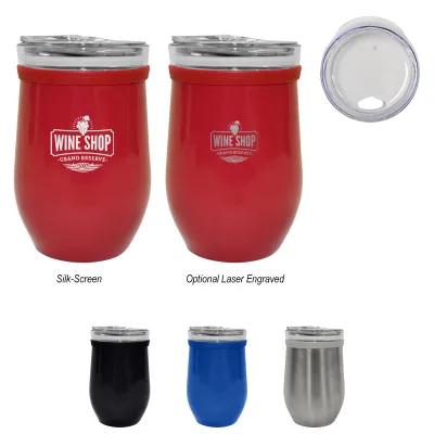 Wine Tumbler Glass and Stainless Steel with Lid - 8 oz