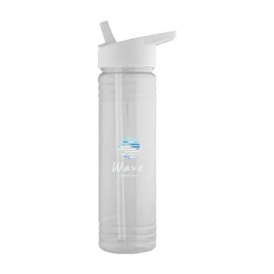 Recycled Plastic Water Bottle with Straw - 24 oz - product view 2