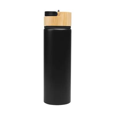 Water Bottle Recycled Aluminum with Bamboo Lid - 27 oz - product view 2