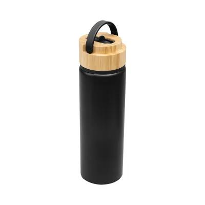 Water Bottle Recycled Aluminum with Bamboo Lid - 27 oz - product view 4