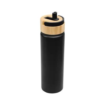 Water Bottle Recycled Aluminum with Bamboo Lid - 27 oz - product view 5