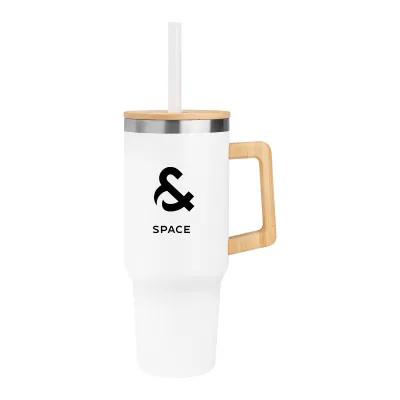 Insulated Tumbler Recycled Steel with Bamboo Handle - 40 oz