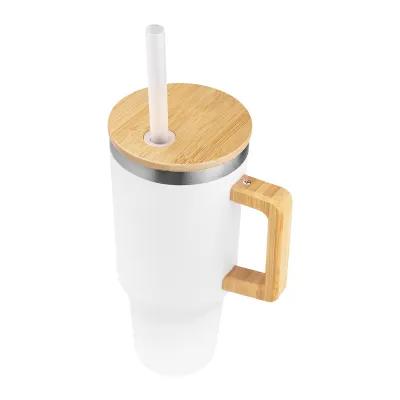 Insulated Tumbler Recycled Steel with Bamboo Handle - 40 oz - product view 3
