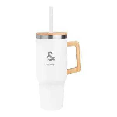Insulated Tumbler Recycled Steel with Bamboo Handle - 40 oz - product view 4