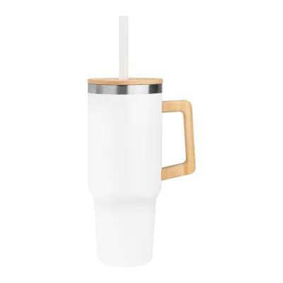 Insulated Tumbler Recycled Steel with Bamboo Handle - 40 oz - product view 5