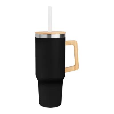 Insulated Tumbler Recycled Steel with Bamboo Handle - 40 oz - product view 7