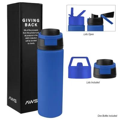 Water Bottle Kit Recycled Steel with Dual Lids - 24 oz - promotional product with custom logo