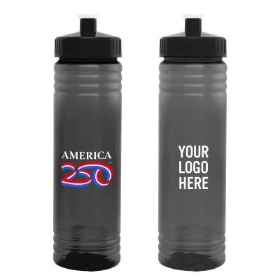 Water Bottle with Push Pull Lid PET Hustle Style - 24 oz