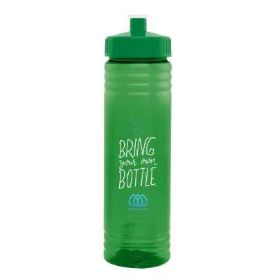 Water Bottle with Push Pull Lid PET Hustle Style - 24 oz