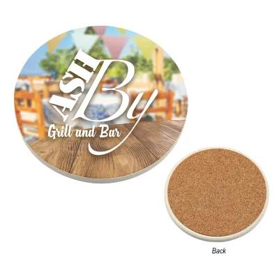 Coaster Round Dolomite Absorbent with Cork Bottom - product view 1