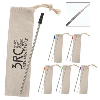 Stainless Steel Straw Kit with Cotton Pouch